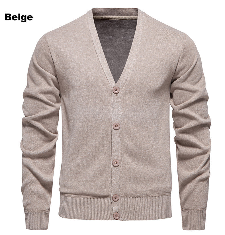 Herren kuschelige Strickjacke mit V-Ausschnitt und Knopfleiste R&B