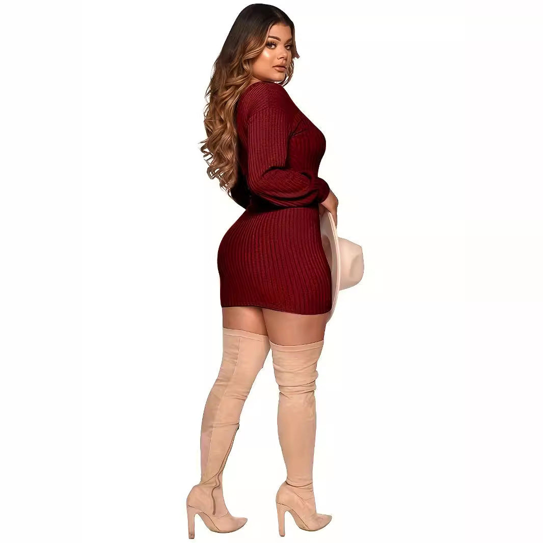 Damen Figurbetontes Minikleid mit Raffung und V-Ausschnitt R&B