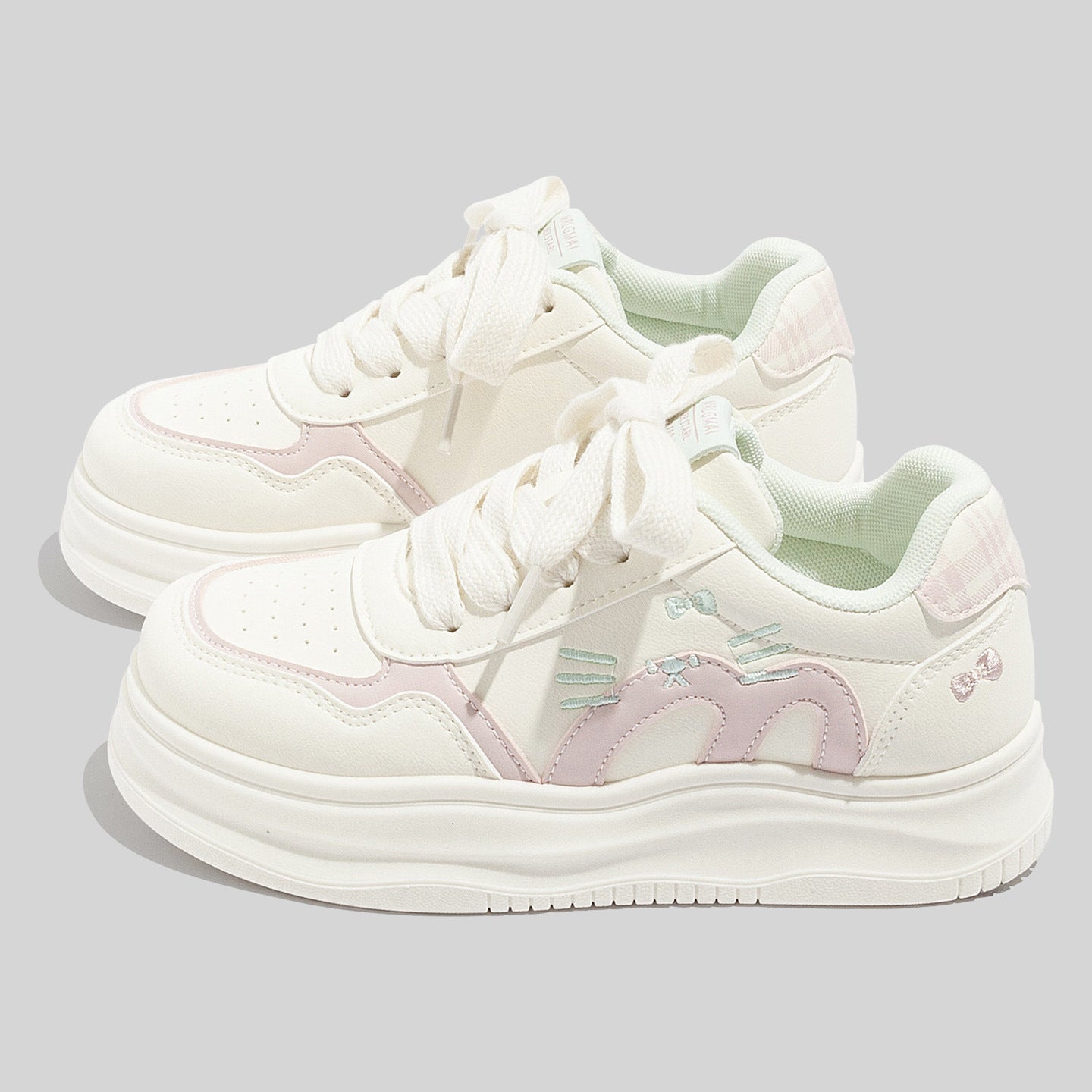 Damen Sportliche Sneakers mit verspieltem Katzenmotiv und weichem Innenfutter
