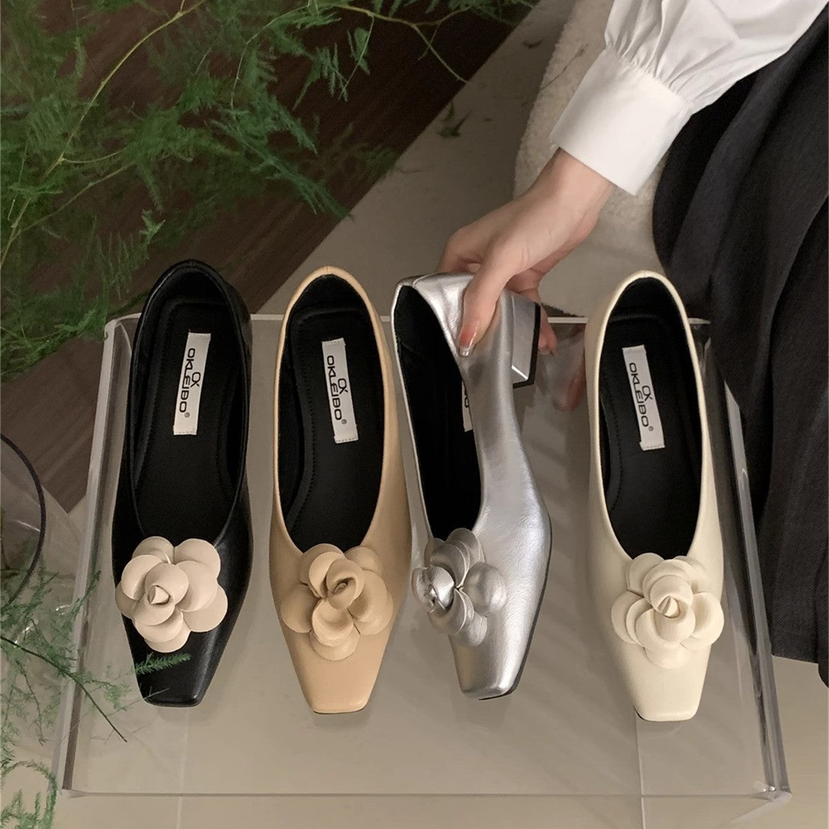 Damen Ballerina-Pumps mit dekorativem Blumendetail R&B