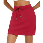 Damen Sportlicher Minirock mit Verstellbarem Kordelzug und Seitlichen Taschen R&B