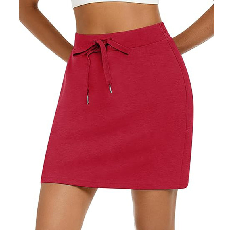 Damen Sportlicher Minirock mit Verstellbarem Kordelzug und Seitlichen Taschen R&B
