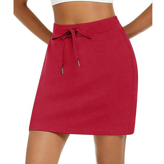 Damen Sportlicher Minirock mit Verstellbarem Kordelzug und Seitlichen Taschen R&B