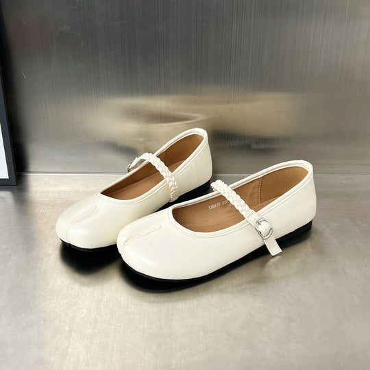 Damen Ballerinas mit geflochtenem Riemen und weichem Innenfutter R&B