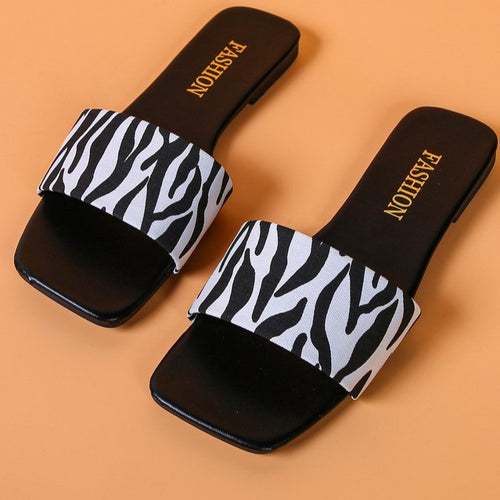 Damen modische Riemchen-Sandalen mit tierischem Muster und komfortabler Sohle R&B