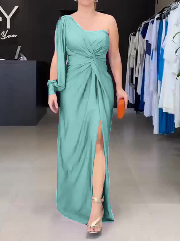 Damen Maxikleid mit asymmetrischem Design und seitlichem Schlitz R&B