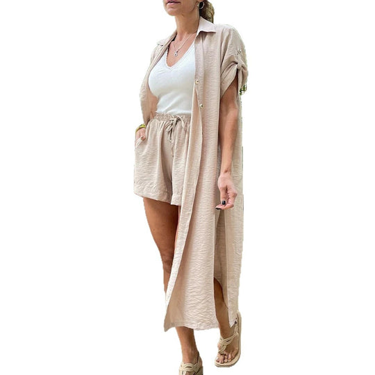 Damen leichter Longblazer mit lässigen Shorts R&B