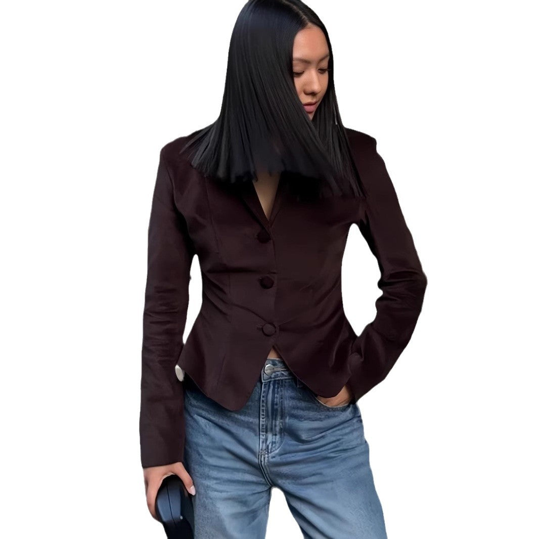 Damen elegante Blazerjacke mit tailliertem Schnitt R&B