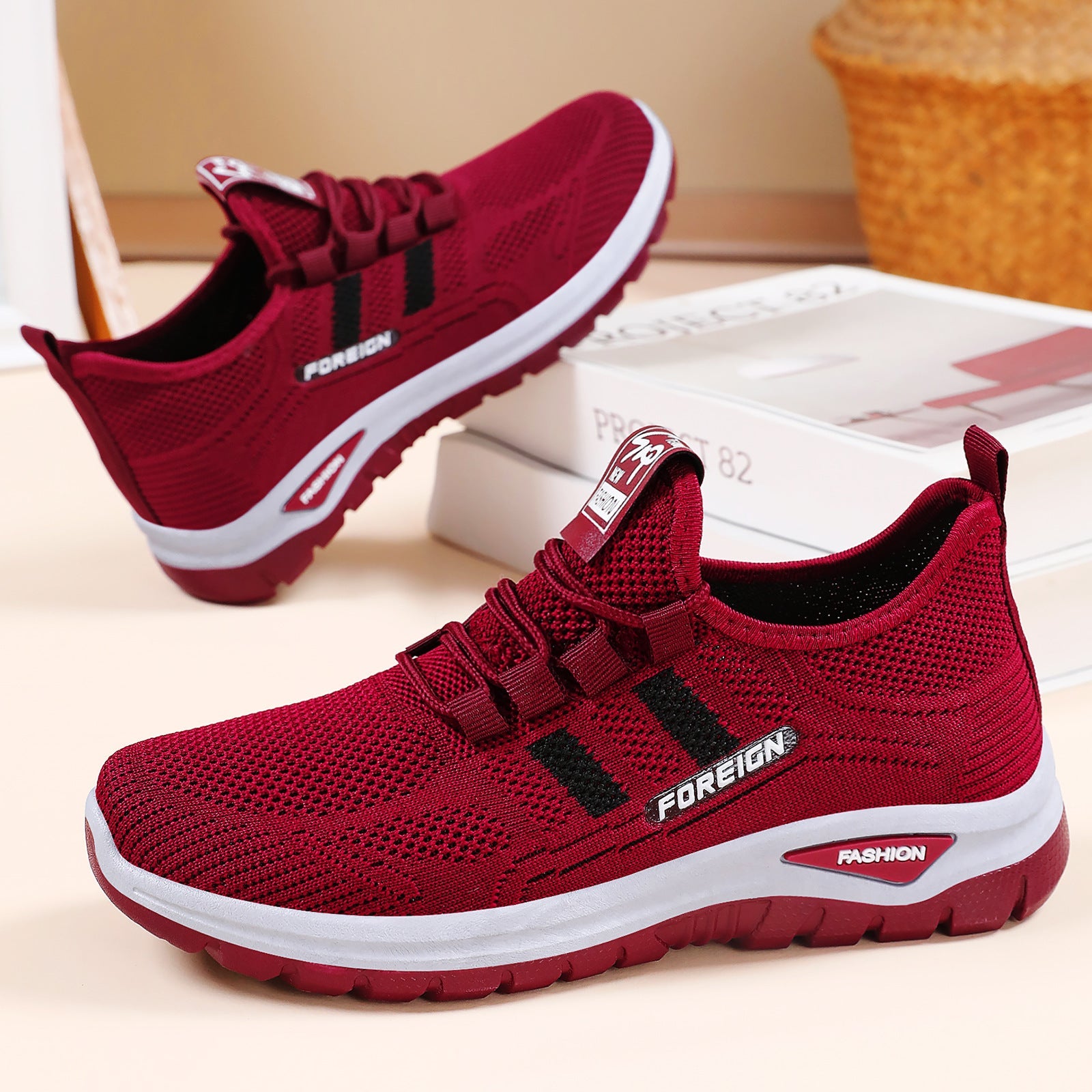Damen Sportliche Lauf- und Freizeitsneakers mit dämpfender Sohle und atmungsaktivem Mesh-Obermaterial R&B