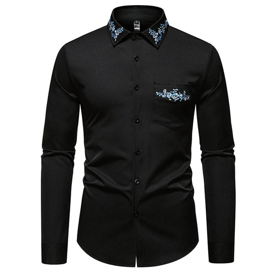Herren Elegantes Hemd mit floralem Design und dezentem Stehkragen R&B