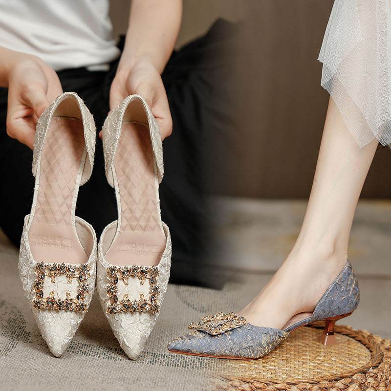 Damen eleganter Sling-Pump mit dekorativem Schmuck