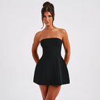 Damen Minikleid mit strukturierter Corsage und tiefem Ausschnitt R&B