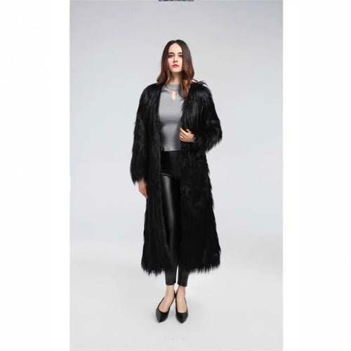 Damen Luxuriöser Kunstpelzmantel mit elegantem Futter R&B
