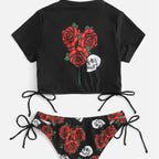 Damen Crop-Top Bikini mit grafischem Design R&B