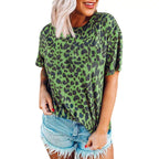 Damen lässiges Leoprint T-Shirt mit weichem Stoff und lockerer Passform R&B