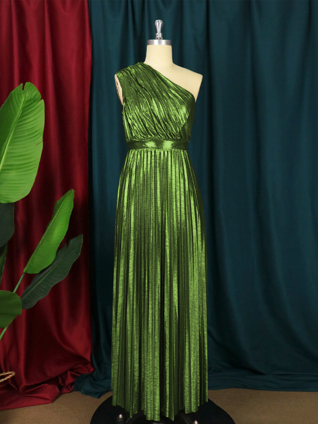 Damen plissiertes Abendkleid mit schimmerndem Oberteil R&B