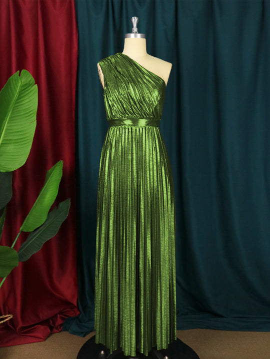 Damen plissiertes Abendkleid mit schimmerndem Oberteil R&B