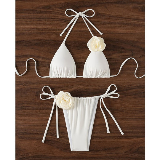 Damen Triangel-Bikini mit verspielten Blumenapplikationen R&B