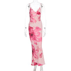 Damen Elegantes Blumenmaxikleid mit feinen Spaghettiträgern und figurbetontem Schnitt R&B