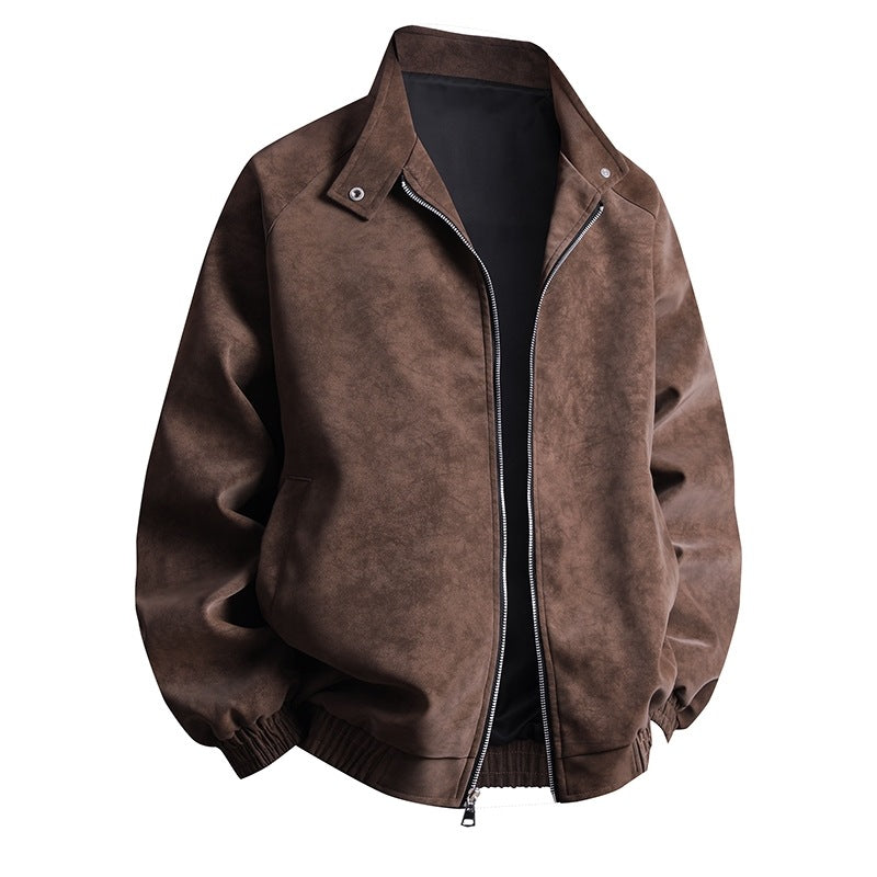 Herren stylische Kunstlederjacke im modernen Design und elastischen Bündchen R&B