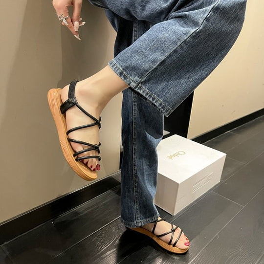 Damen bequeme und luftige Sandalen mit elastischen Riemen R&B