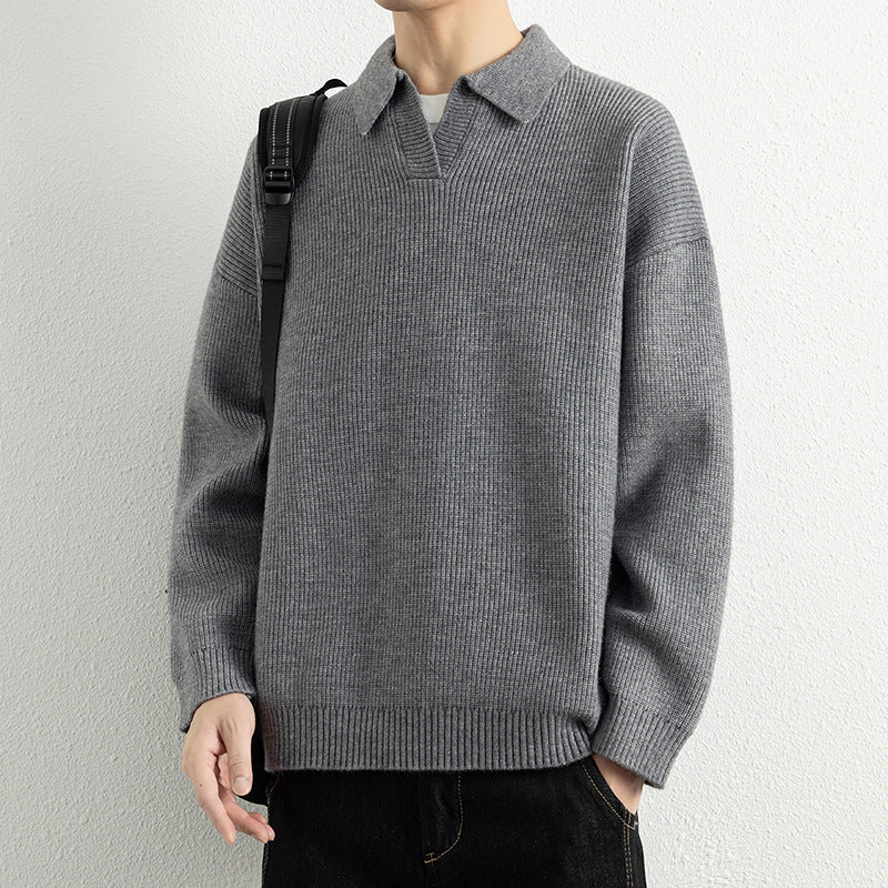 Herren lässiger Strickpullover mit modernem V-Ausschnitt und sportlichem Design