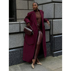 Damen eleganter langer Wollmantel R&B