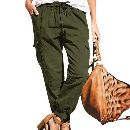Damen lockere Cargo-Hose mit elastischem Bund und praktischen Taschen R&B