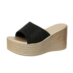 Damen Plateau-Pantoletten mit glitzerndem Riemen R&B