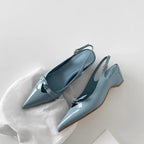 Damen Slingback-Pumps mit eleganter Schleifenverzierung und spitz zulaufendem Design