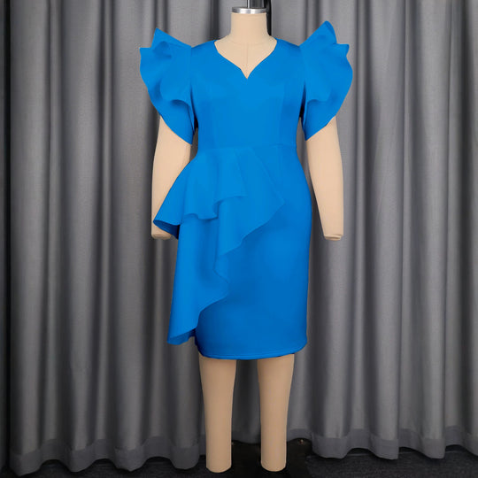 Damen Figurbetontes Kleid mit voluminösen Rüschendetails R&B