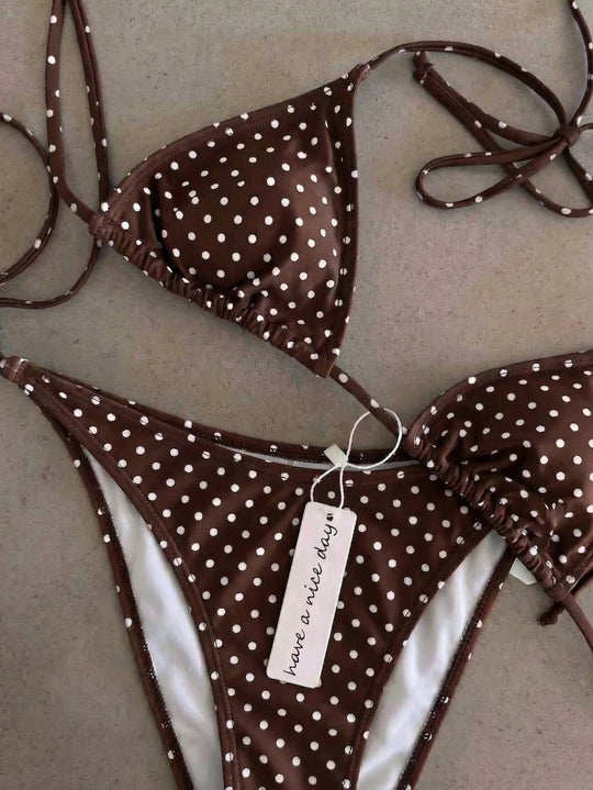 Damen Triangel-Bikini mit klassischem Punktmuster R&B