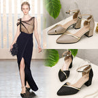 Damen elegantes Hochzeits-Absatzschuh mit glitzerndem Obermaterial und modischen Riemen EB