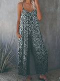Damen Lockere Jumpsuit mit Animal-Print und praktischen Taschen R&B