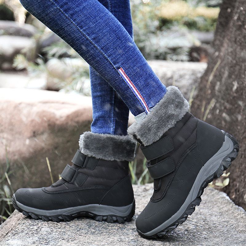 Damen Winterstiefel mit Klettverschluss und Warmfutter R&B