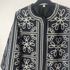 Damen gestepptes Oberteil mit floralem Design und eleganter Knopfleiste R&B