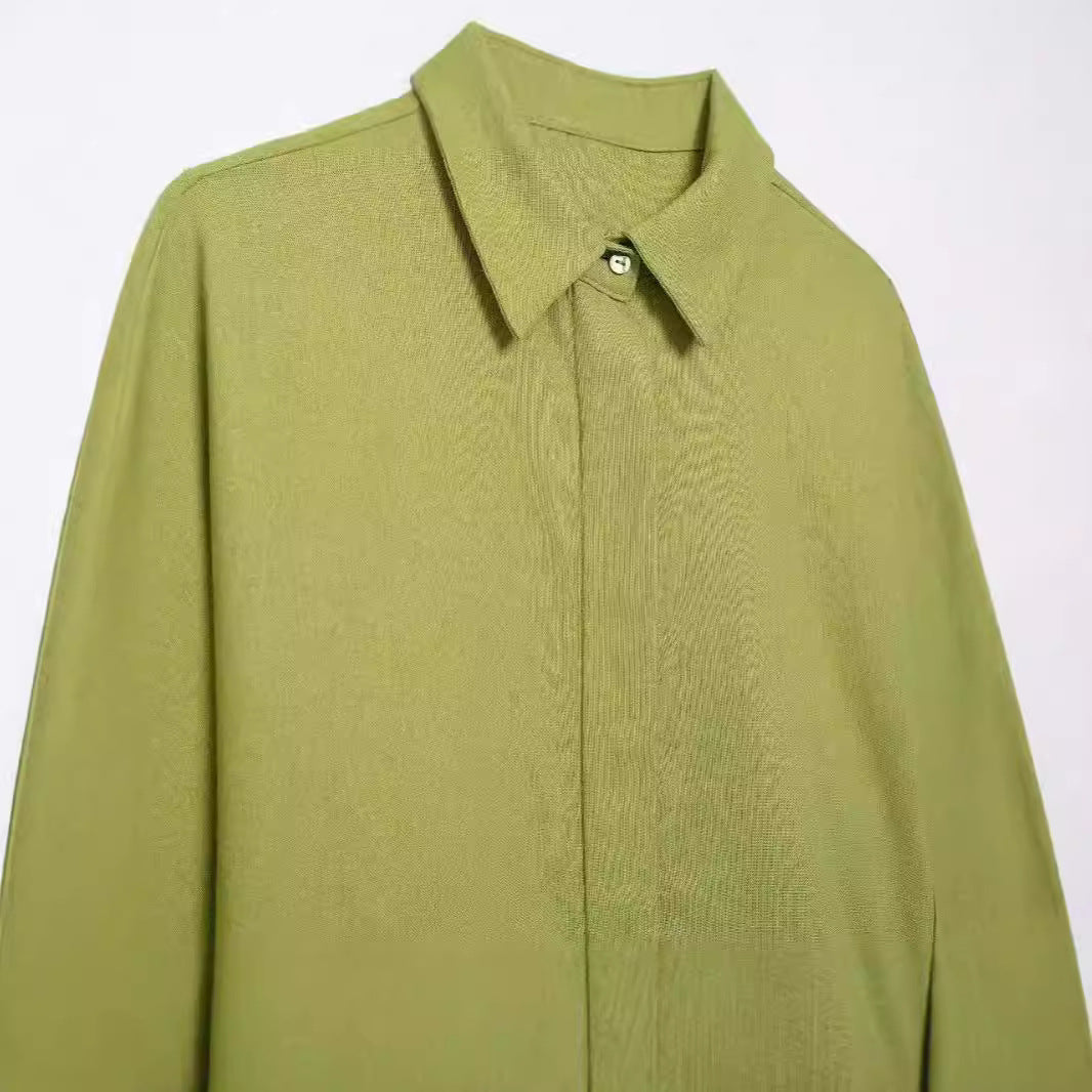 Damen lässige Hemdbluse aus leichtem Leinenstoff mit modischem Schnitt R&B