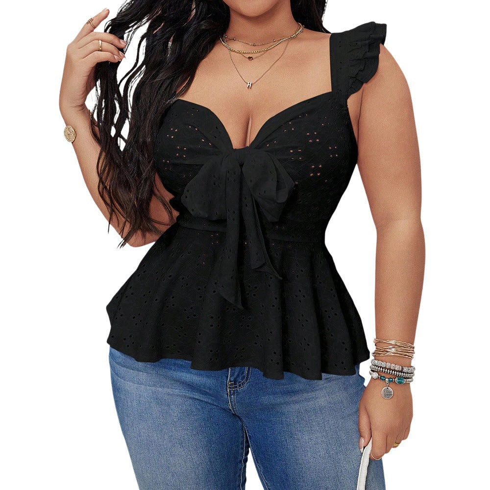 Damen Elegantes Oberteil mit Rüschen und Bindedetail R&B