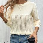 Damen Strickpullover mit raffiniertem Wellenmuster sowie hoher Flexibilität R&B