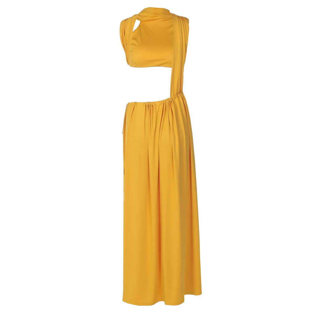 Damen Elegantes Maxi-Kleid mit seitlichem Schlitz und innovativem Oberteil R&B