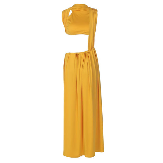 Damen Elegantes Maxi-Kleid mit seitlichem Schlitz und innovativem Oberteil R&B