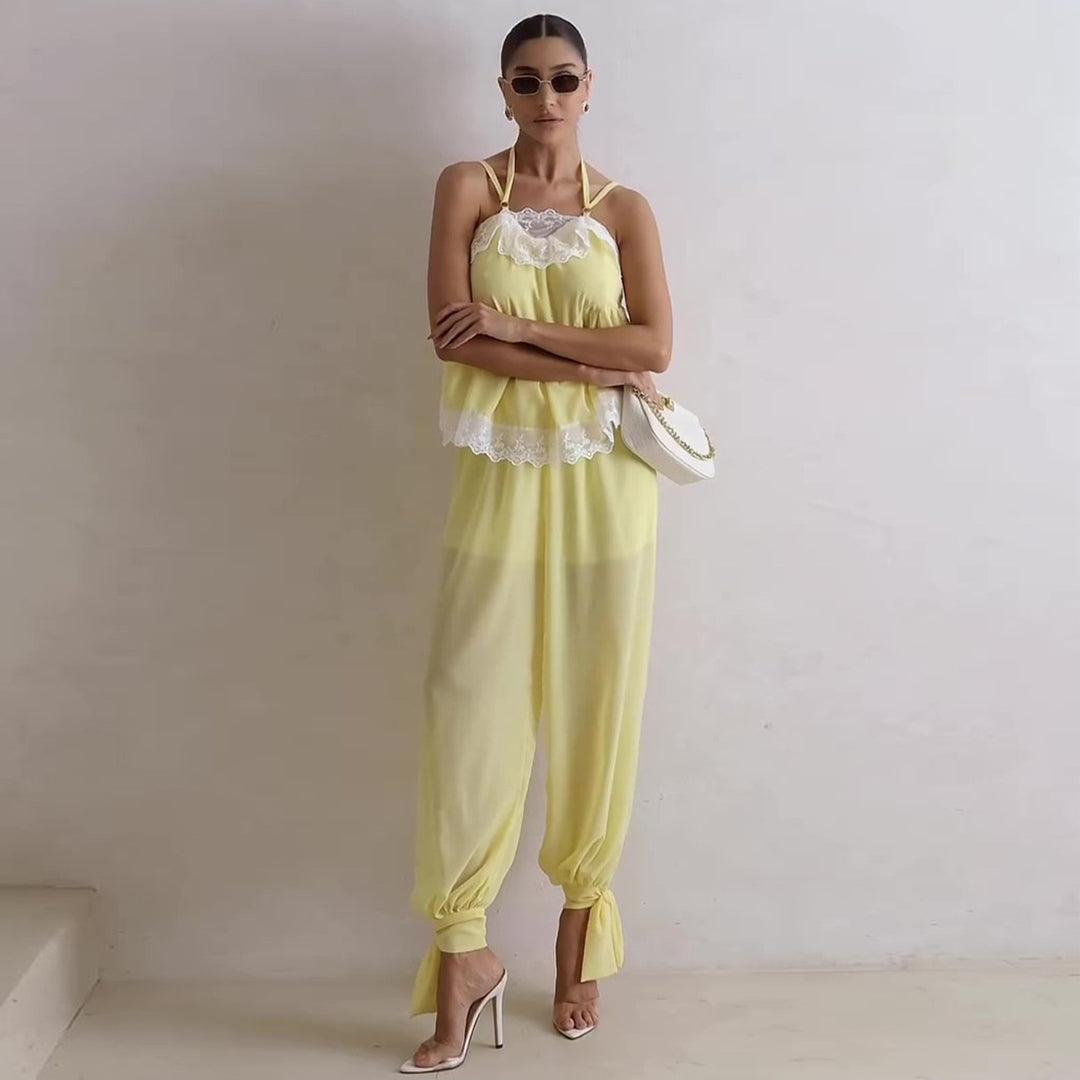 Damen luftiges Schalenoberteil mit elegantem Hosenansatz R&B