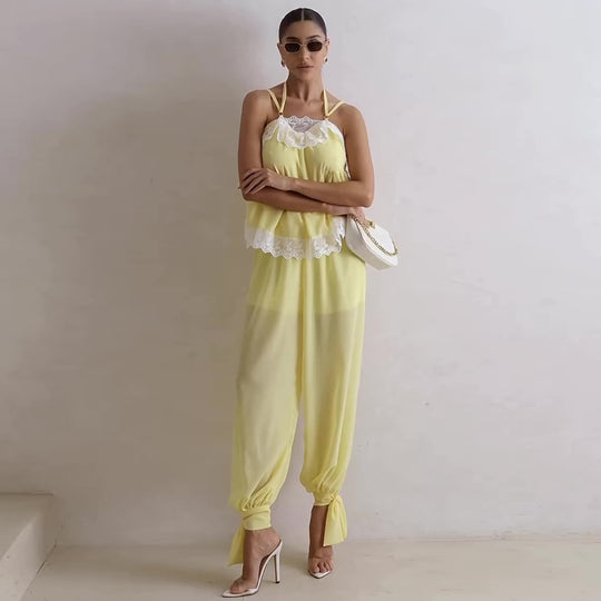 Damen luftiges Schalenoberteil mit elegantem Hosenansatz R&B