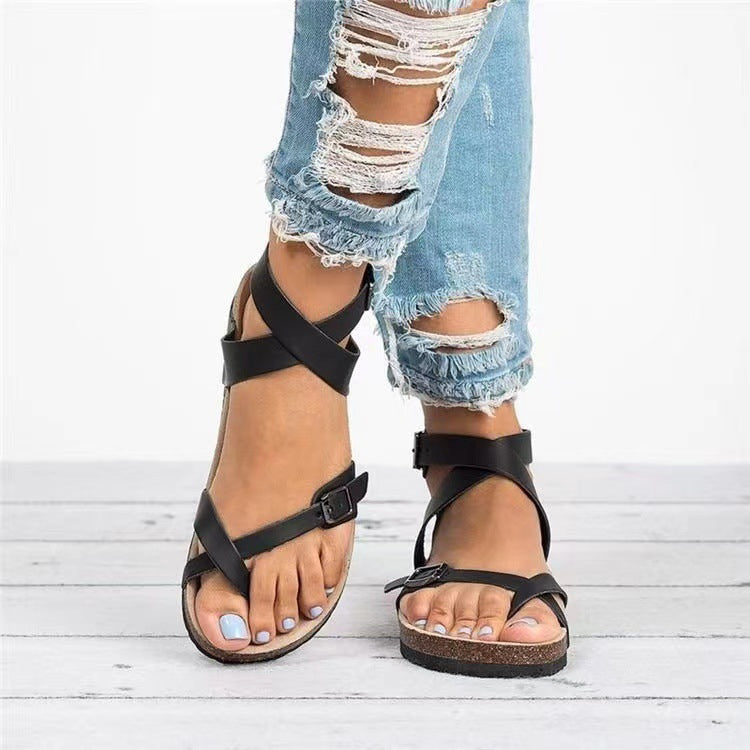 Damen komfortable Riemchensandalen mit verstellbarem Schnallenverschluss und gepolsterter Innensohle R&B
