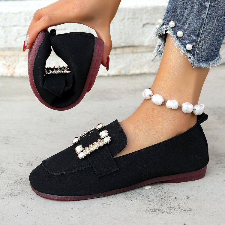 Damen elegante Mokassins mit funkelndem Schmuckdetail R&B