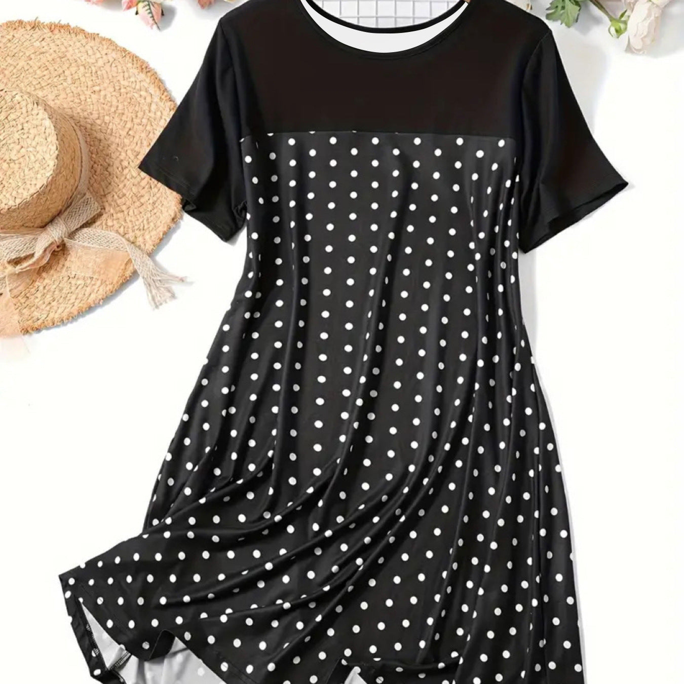 Damen Polka Dot Sommerkleid mit lässigem Schnitt und weichem Material R&B