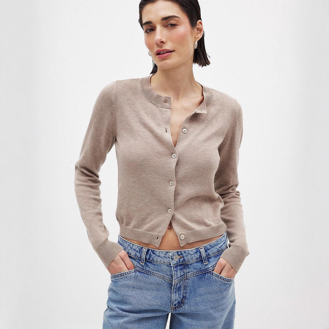 Damen Feiner Strickcardigan mit Knopfleiste und tailliertem Schnitt R&B