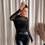 Damen Funktionsshirt aus transparenter Qualität mit glitzernden Applikationen R&B