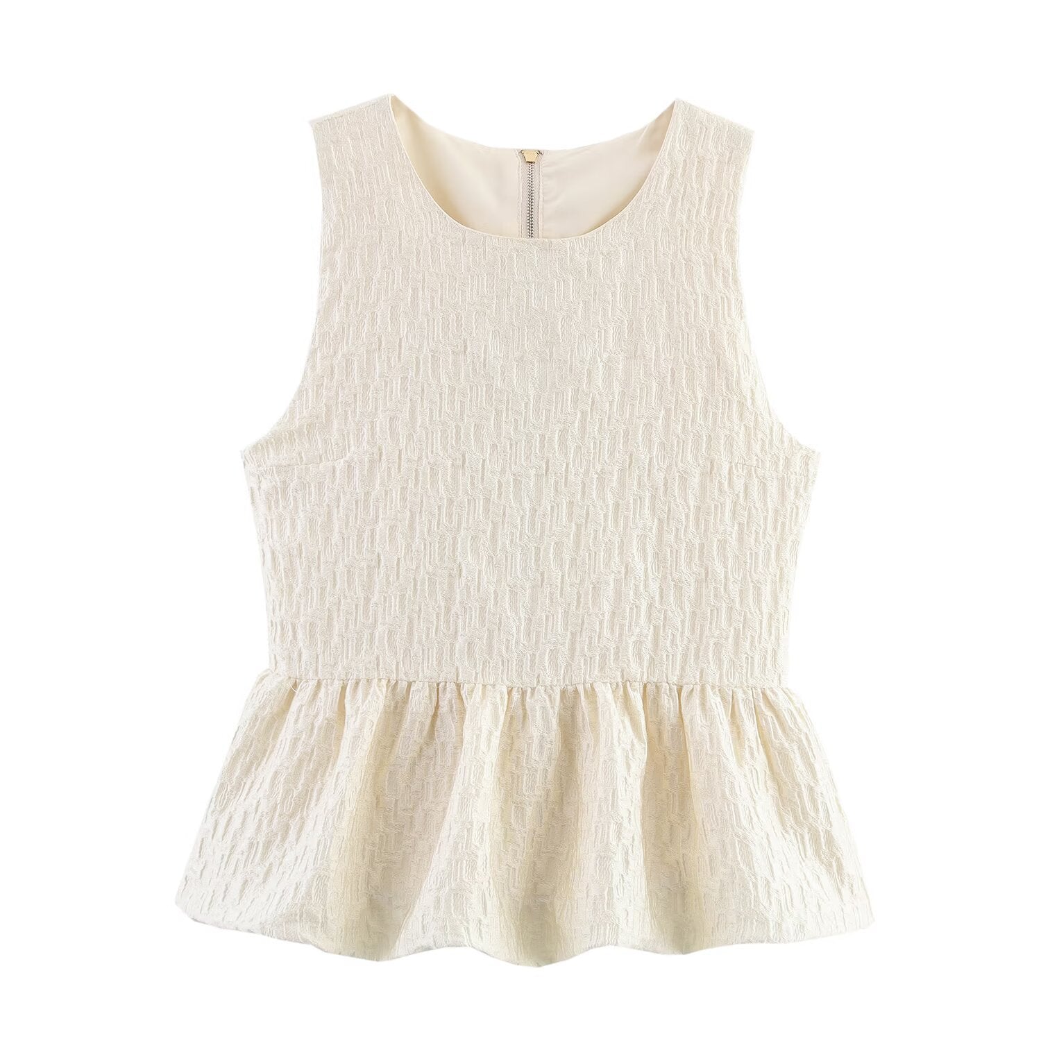 Damen elegantes Oberteil mit ausgestelltem Saum und strukturiertem Material
