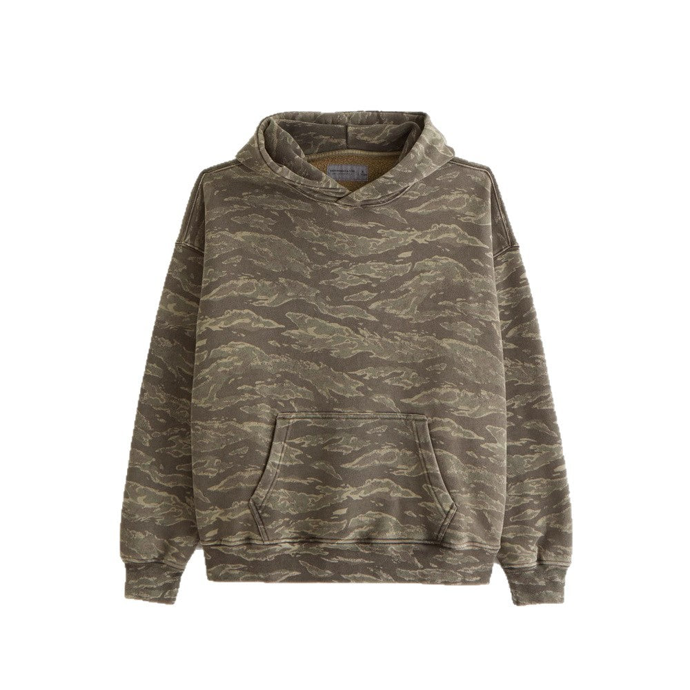 Unisex nan lockerer Kapuzensweat mit dezenter Blätterstruktur, doppelter Kapuze ohne Kordelzug und Kängurutasche R&B